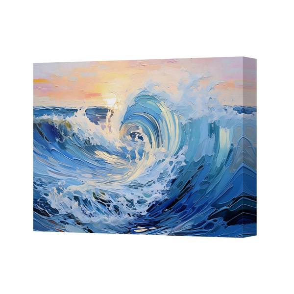 Benjamin Tate Design Blue Ocean Wave Canvas Art Painting Seascape Wall Decor Modern Style