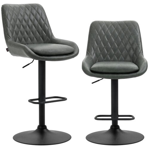 Wyld Haus Lokasa Fabric Dark Grey Adjustable Retro Bar Stools Set Of 2 With Swivel Seats