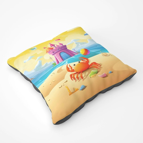 Warren Reed Orange Crab On A Beach Holiday Floor Cushion