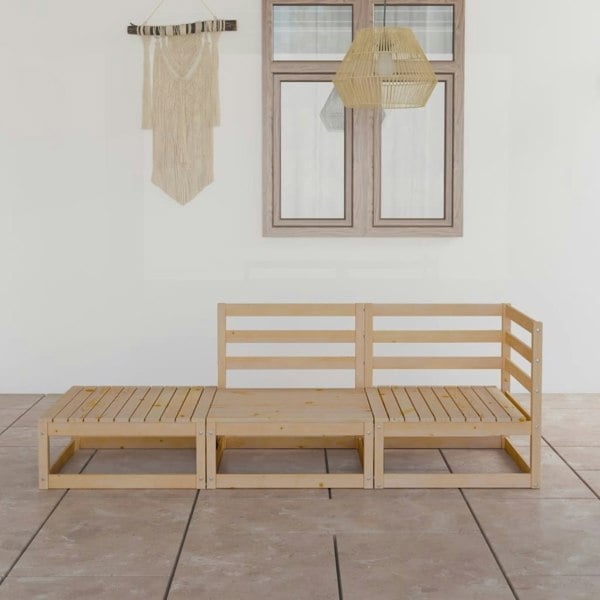 Berkfield 3 Piece Garden Lounge Set Solid Pinewood