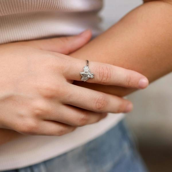 Spero London Sterling Silver Bumble Bee Ring
