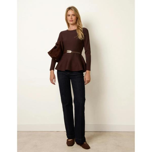 Blue Vanilla Tie Waist Peplum Jumper With Belt