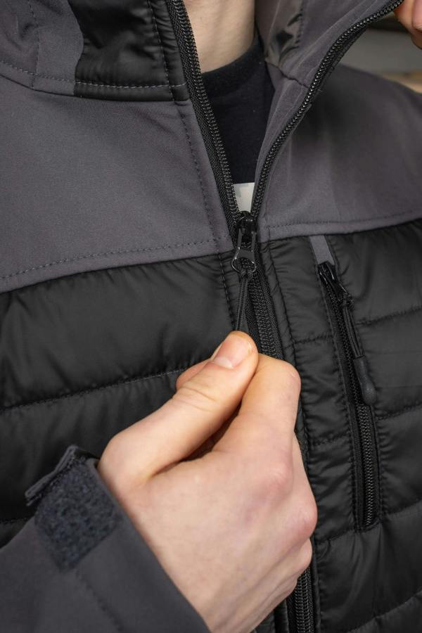 Hybrid Quilted Softshell Jacket with Hood (Black / Black) - Hi-Vis Trousers