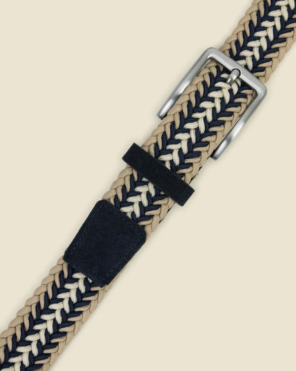Larsson & Co Lunde - Multi-Coloured Wide Striped Braided Elastic Stretch Belt