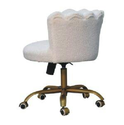 Wyld Haus Sarlat White Boucle Scalloped Cosy Swivel Chair With Brass Base
