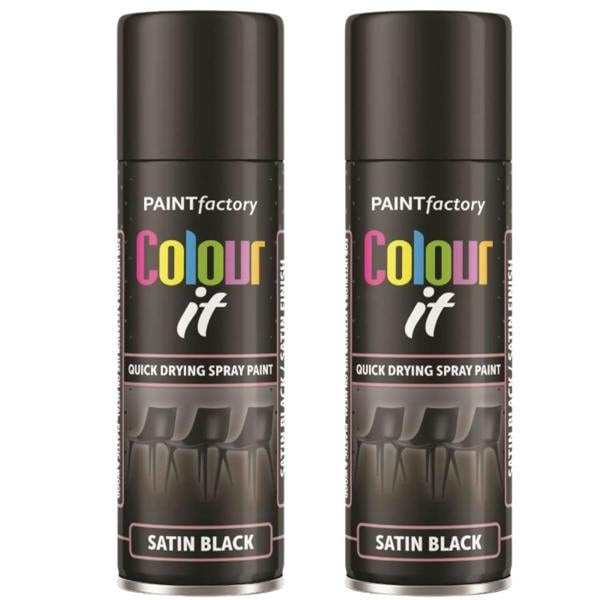 Paint Factory 2X  Black Satin Spray Paint 250ml