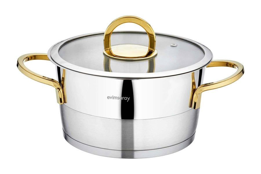 Rozi Elit Collection 8-piece Stainless Steel Cookware Set (Gold Handles)