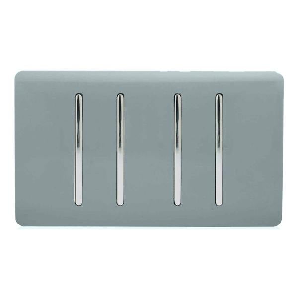 Trendi Switch 4 Gang Light Switch (3x 1 or 2 Way & 1 x Intermediate)in Cool Grey