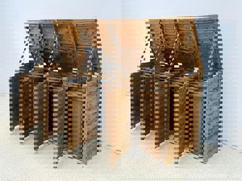 Arbor Garden Solutions Wooden Wheelie Bin Store, Brown Finish