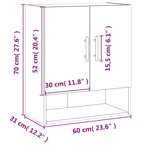 Berkfield Wall Cabinet Concrete Grey 60x31x70 cm Engineered Wood