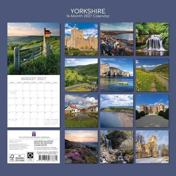 Yorkshire Calendar 2027, Wall Calendars, Month To View, Travel, Gift