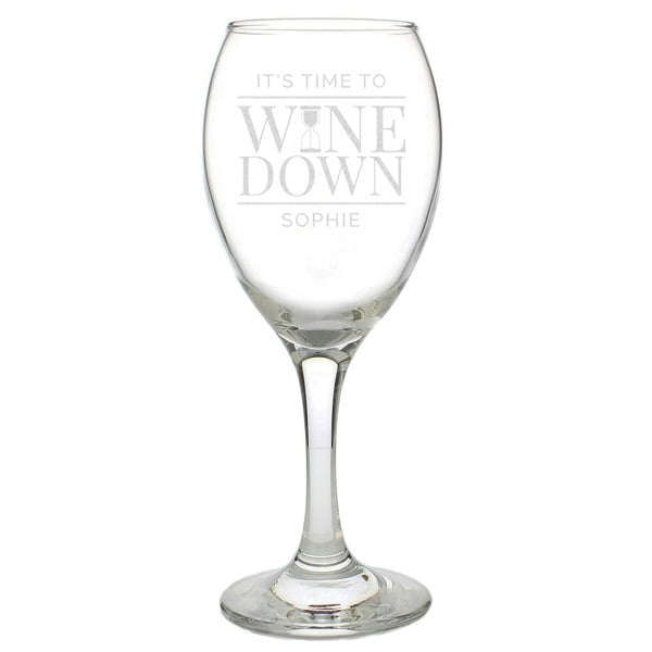Personalised Memento Company Personalised 'It's Time to Wine Down' Wine Glass