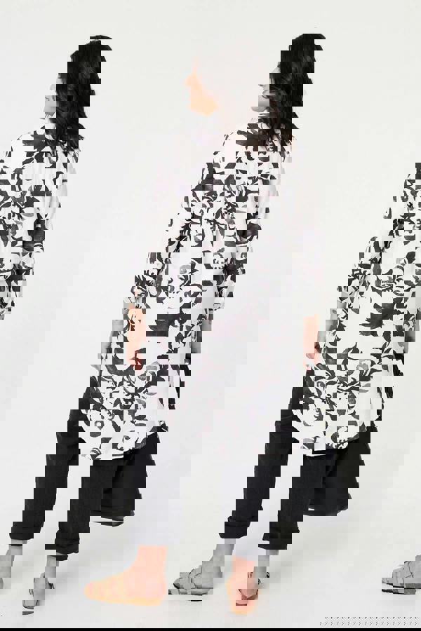 Black | Curve Printed Relaxed Midi Shirt Dress