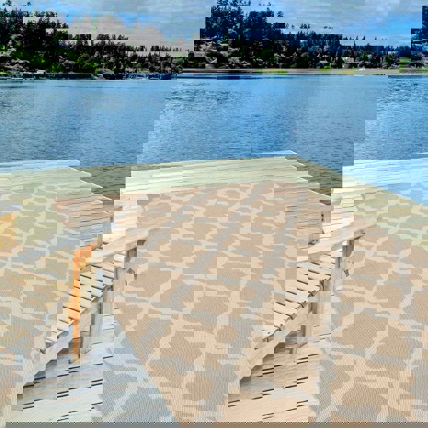 Beige Trellis Design Outdoor Rug for Garden & Patio