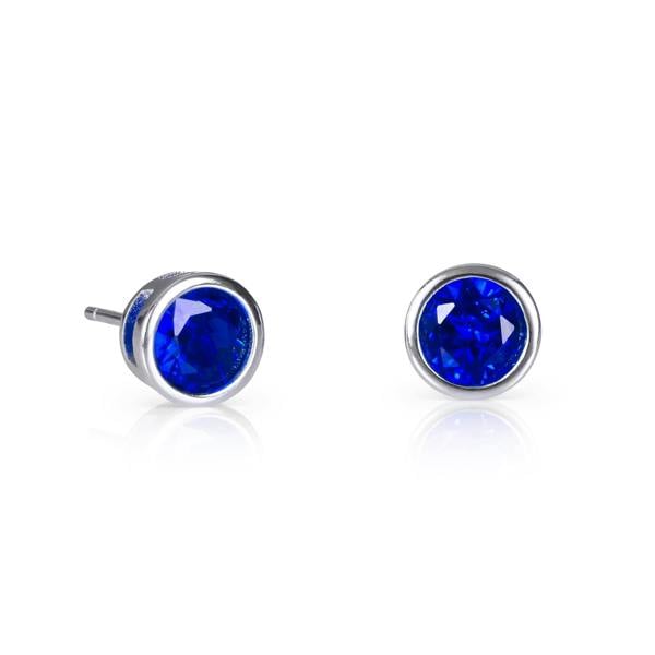 namana 925 Sterling Silver Dark Blue Solitaire Bezel Set Stud Earrings for Women