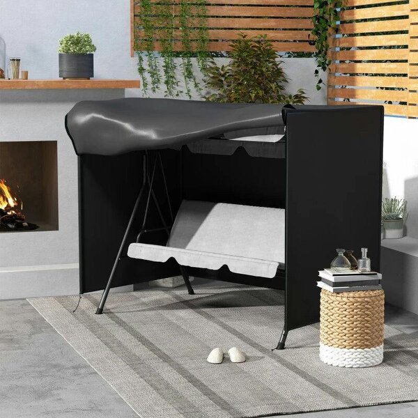 205 x 124cm Three-Seater Swing Chair Protective Cover Black - Black
