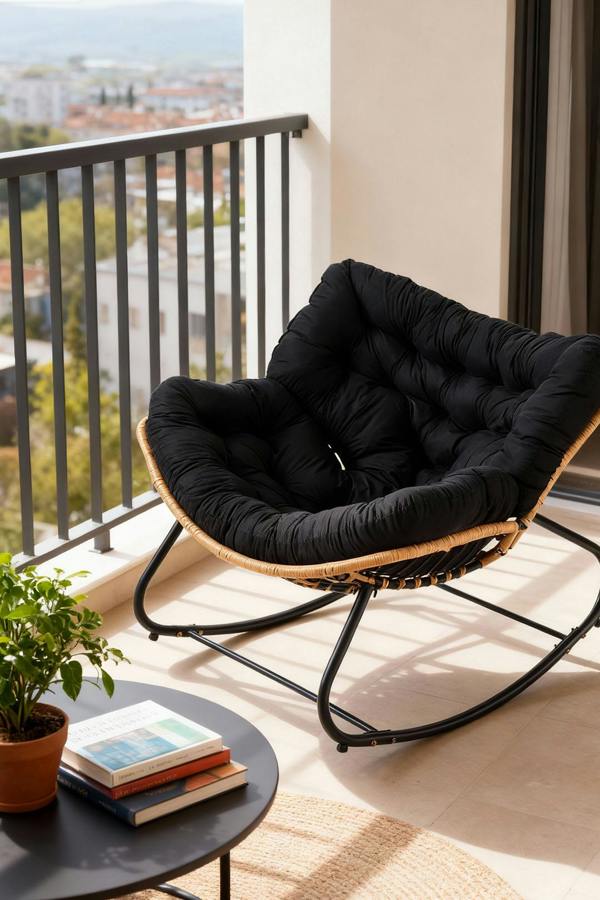 Living and Home Fleece Fabri Modern Rocking Chair with Cushion
