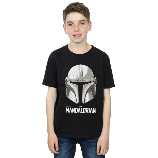 Star Wars Boys The Mandalorian Helmet Logo T-Shirt - Black