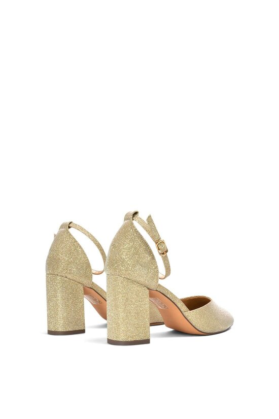XY LONDON Ankle Strap Block Heel Court Shoes