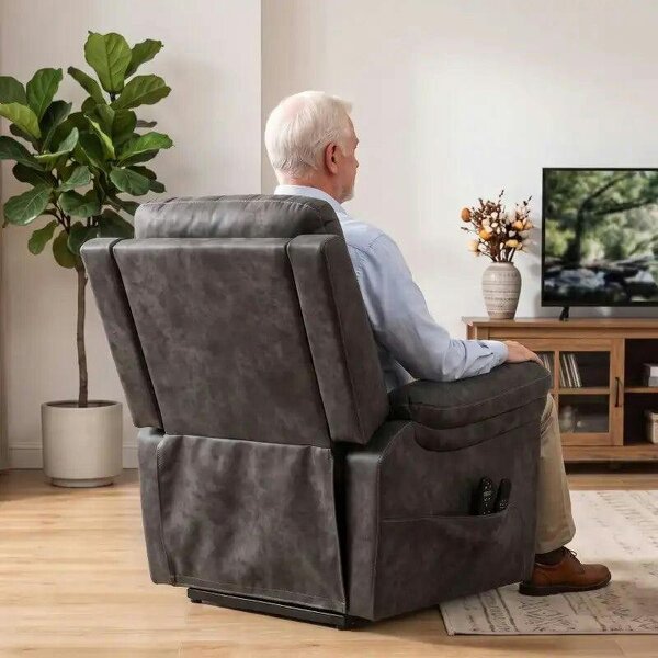 Riser Recliner Chair with Massage and Heat, Electric Lift Recliner Armchair for Elderly with Spring Cushion, Grey