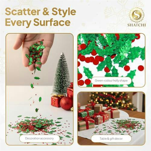 14g Green Leaves Confetti Table Scatter for Christmas Cards, Party Tables and Seasonal Decorations image 8