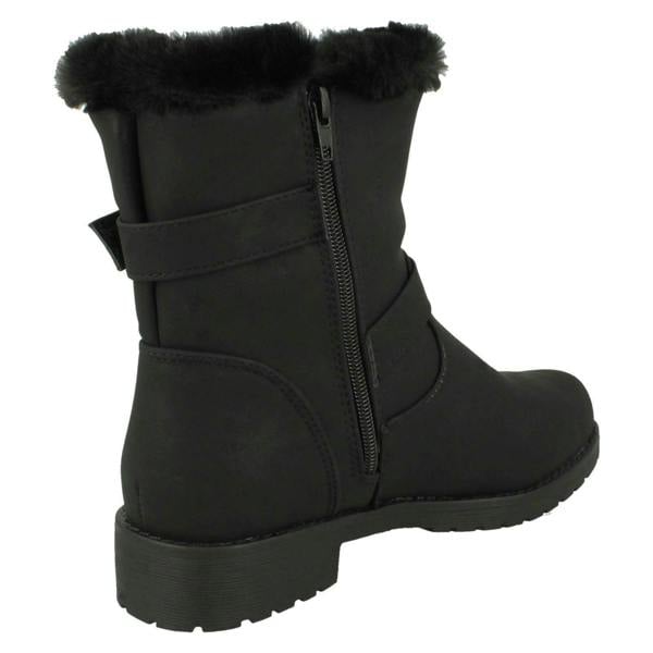Spot On Ladies Spot On Buckle Detailed Ankle Boots F4451