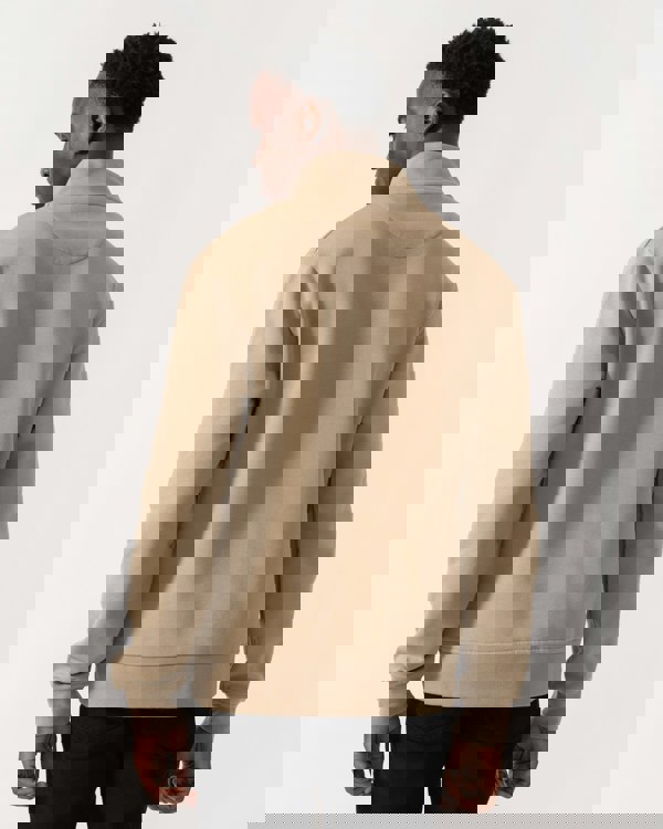 Aquascutum Mens Centered Logo 1/4 Zip Fleece - Khaki 38