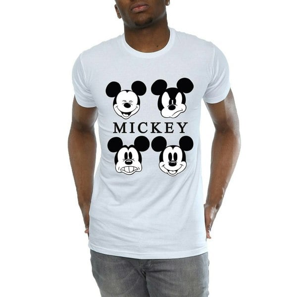 Disney Mens Four Heads Mickey Mouse Cotton T-Shirt - White