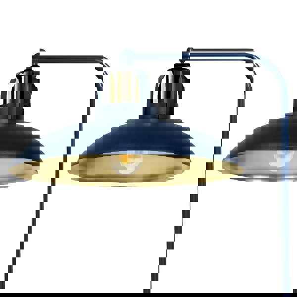 Milagro Felix Hand Made Designer Table Lamp In Navy And Gold Rugged Industrial With A Luxurious Twist