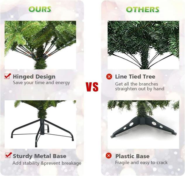 4ft to 12ft Green Artificial Imperial Pine Christmas Tree with Hinged Branches and Metal Stand image 7