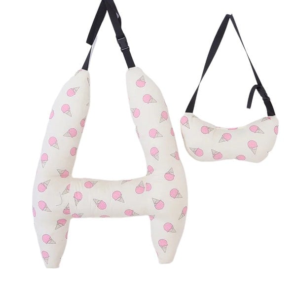 anycoplus Anypillow Car Travel Pillow Pink Ice Cream 1 Set for Kids and Adult Neck Head Support H-Shape Travel Pillow