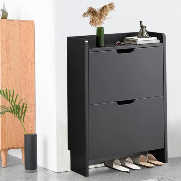 Havendro 2 Drawer Wooden Shoe Cabinet Freestanding Shoe Storage Rack Organiser