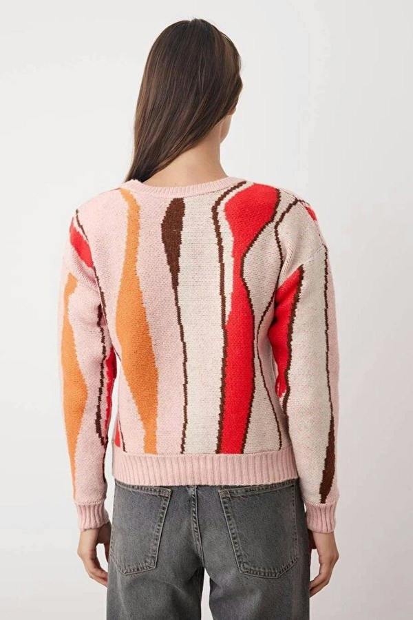 WOVCOR Soft Textured Color Blocking Knit Sweater