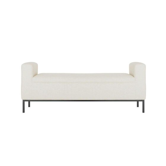 Wyld Haus Brooklyn Ivory Linen Bench Black Metal Legs