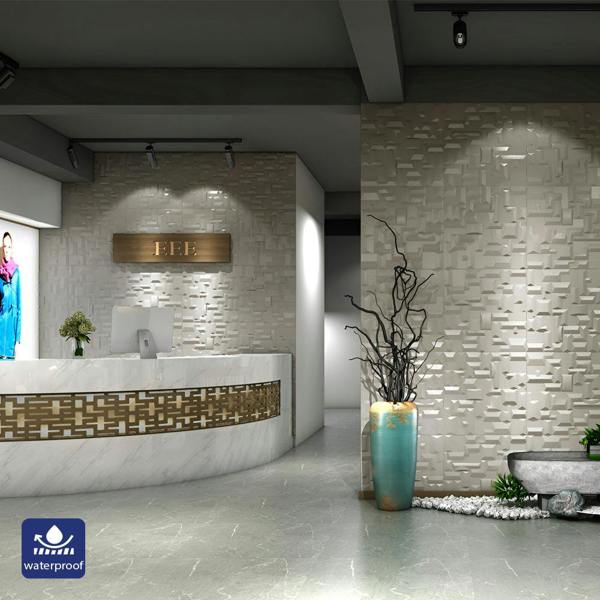 ENER-J Artistic 3D Grid PU Leather Wall Panels - 60x60cms, 10mm Thickness Size 600 x 600 mm (Pack of 4)