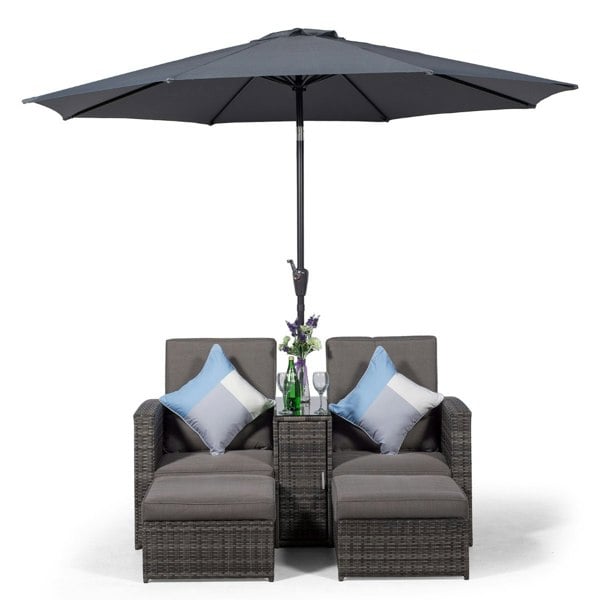 Giardino Nevada Double Reclining Rattan Sun Loungers Set