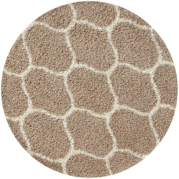 Trellis Design Thick Shaggy Area Rugs Beige