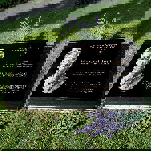 Memorials Direct Granite Memorial Tablet, Engraved Photo, Free Personalised Gold Engraving, Polished Black Granite