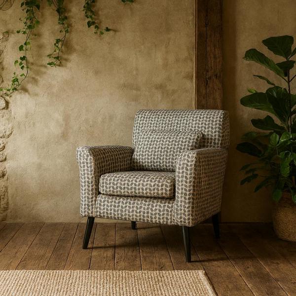 Wyld Haus Niteroi Grey Patterned Fabric Accent Armchair