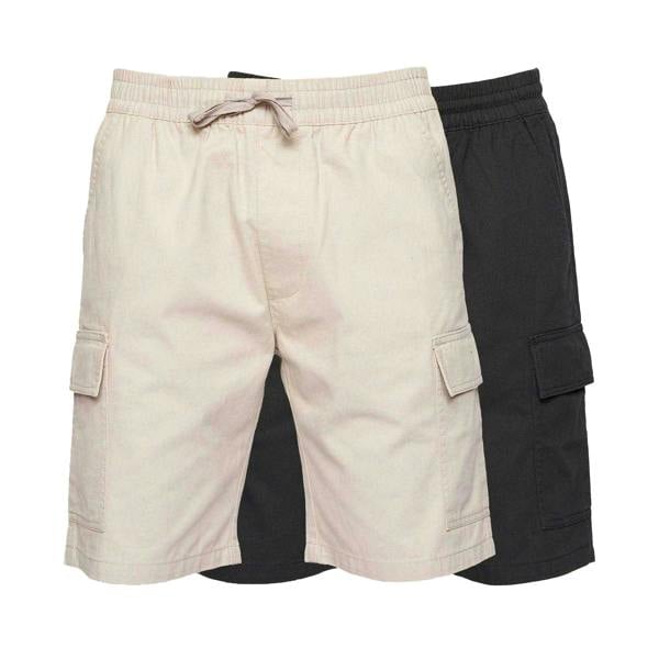 Crosshatch Mens Kathos Cargo Shorts (Pack of 2) - Beige/Black