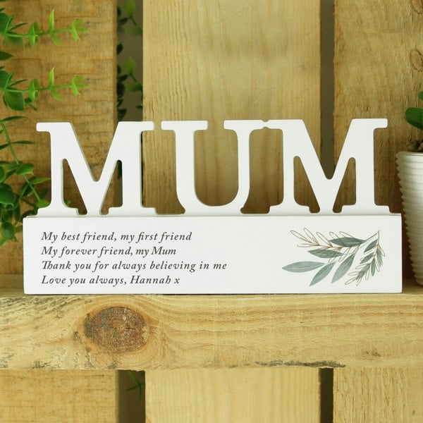 Personalised Memento Company Personalised Botanical Wooden Mum Ornament