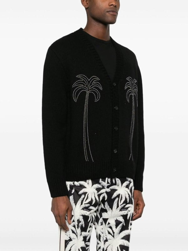 Palm Angels Milano Studded Cardigan Black - Supplied FashionPALM ANGELS