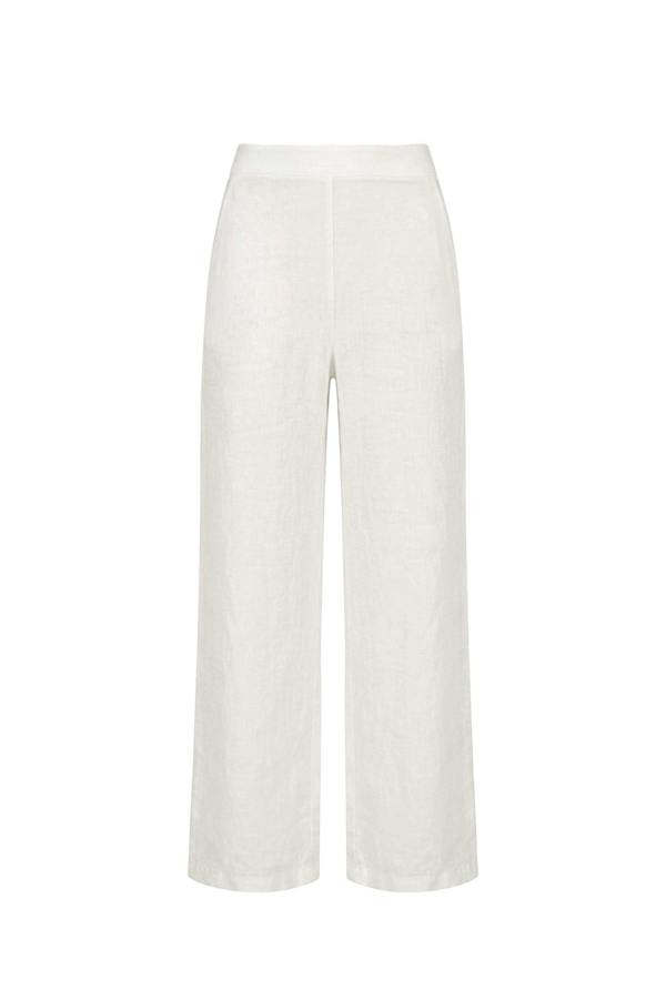 James Lakeland Relaxed White Linen Trousers