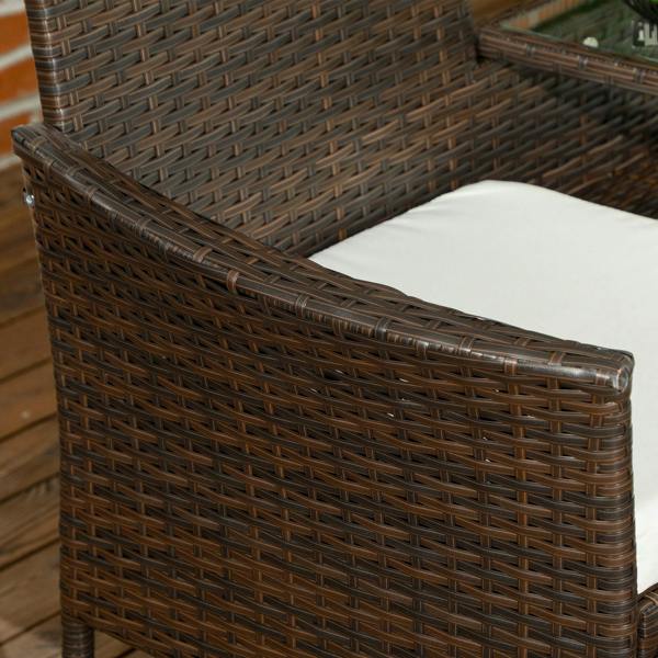 Wyld Haus Renata Faux Rattan Brown 2 Seat Garden Chair With Integrated Coffee Table