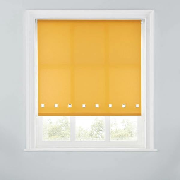 A.Unique Home Trimmable Square Eyelet Roller Blind - 2FT - OCHRE - 60cm(W)x170cm(L)