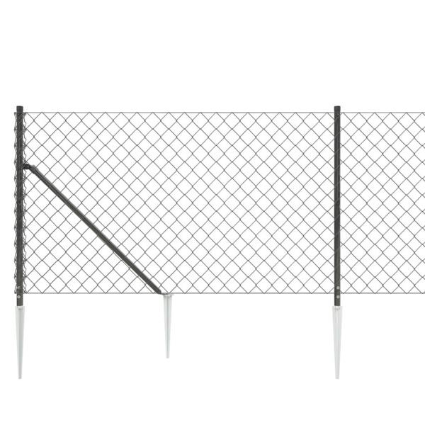 Berkfield Chain Link Fence with Spike Anchors Anthracite 0.8x25 m