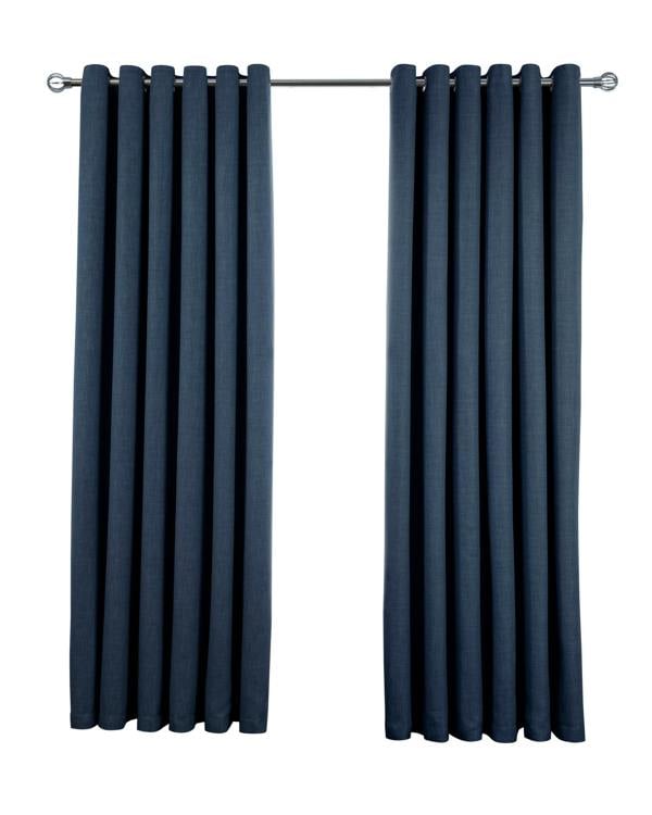 Smart Living Linen Look Blackout Eyelet Curtain - Navy