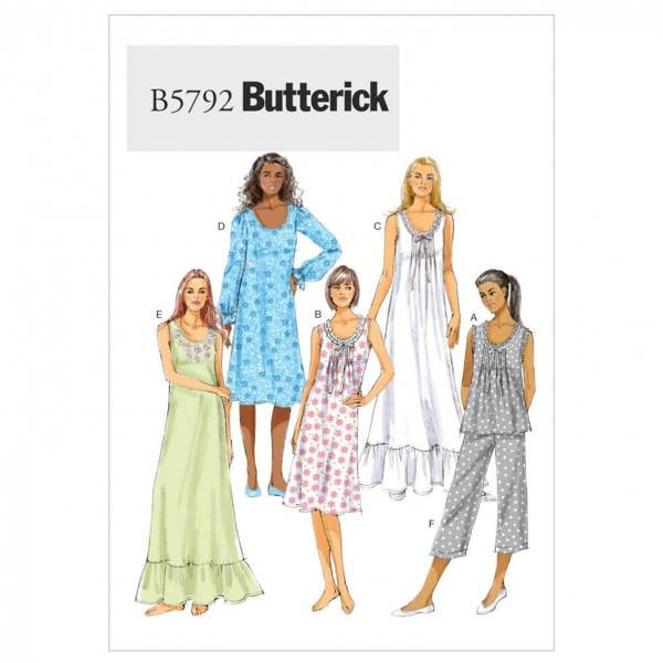 Butterick Sewing Pattern 5792, Dresses, Trousers, Pyjamas, Tops for Women, XS-S-M - Intermediate