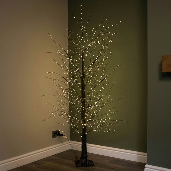 Samuel Alexander 6ft (1.8m) Light up Black Micro Dot Christmas Tree with 1300 Static & Twinkling Warm White LEDs