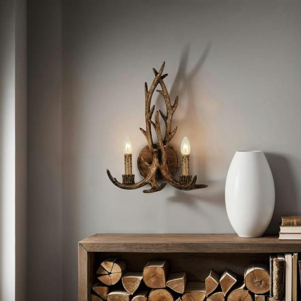 Pagazzi Lighting Lochranza 2 Light Rustic Antler Wall Light